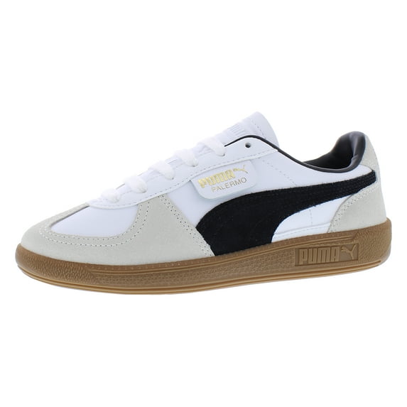 Puma Palermo Leather GS Boys Shoes Size 6, Color: Puma White/Vapor Gray/Gum