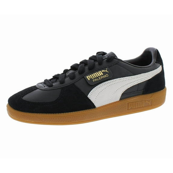 Puma Palermo Leather Mens Shoes Size 9, Color: Black/Feather Grey/Gum