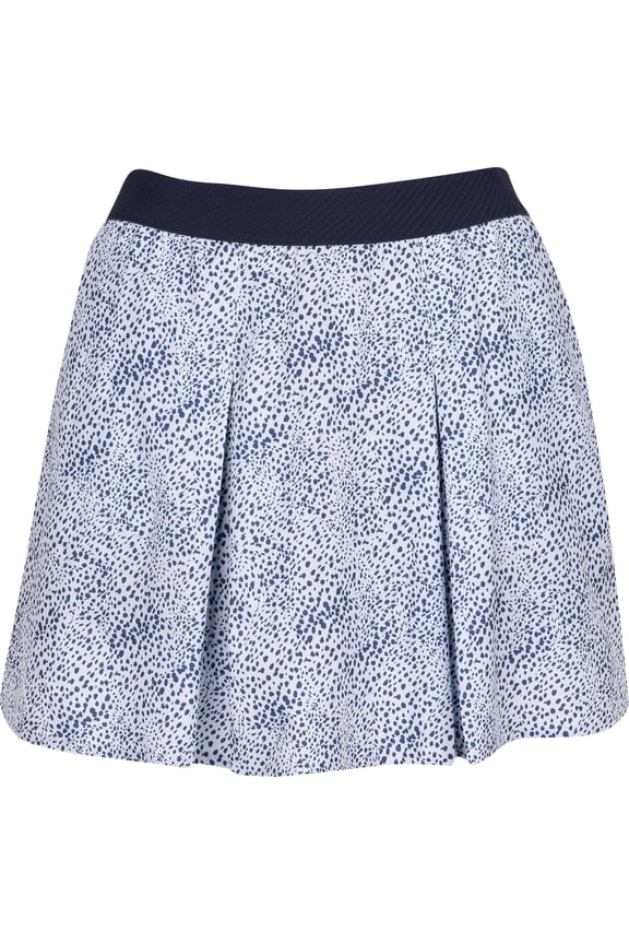 Pleated MicroDot White Glow/Deep Navy Skort Women L