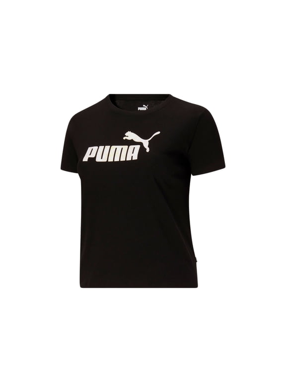 Plus Size Floral Logo Cotton T-Shirt Black 3X