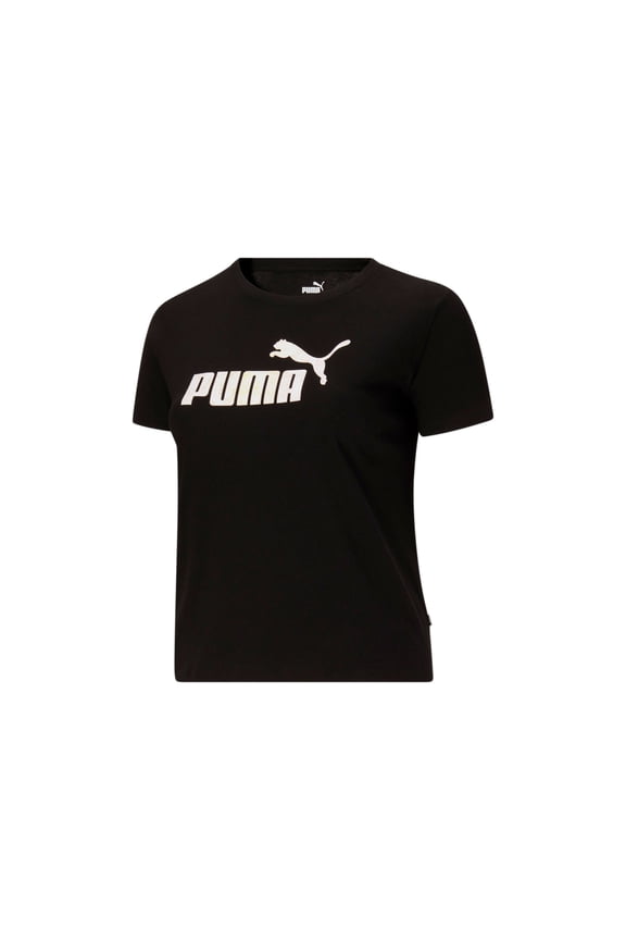 Plus Size Floral Logo Cotton T-Shirt Black 3X