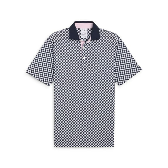 Puma Mens X AP MATTR Checkered Golf Polo - 62394901 - White Glow/Deep Navy - XXL
