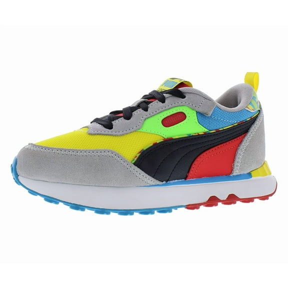 Puma Rider Future Vintage Charcoal & Paint PS Boys Shoes Size 2.5, Color: Speed Yellow/Puma Black