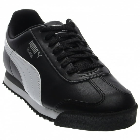 Big Kid's Puma Roma Basic JR Black-White-Puma Silver (354259 01) - 4.5