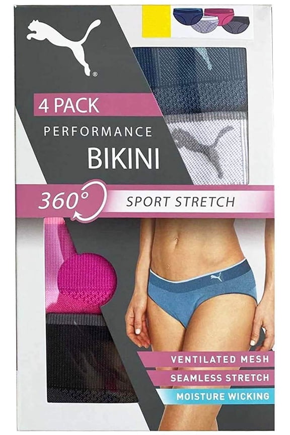 Sport Stretch Performance Bikini - 4 Pack, Blue/Grey/Pink/Black SMALL - NEW