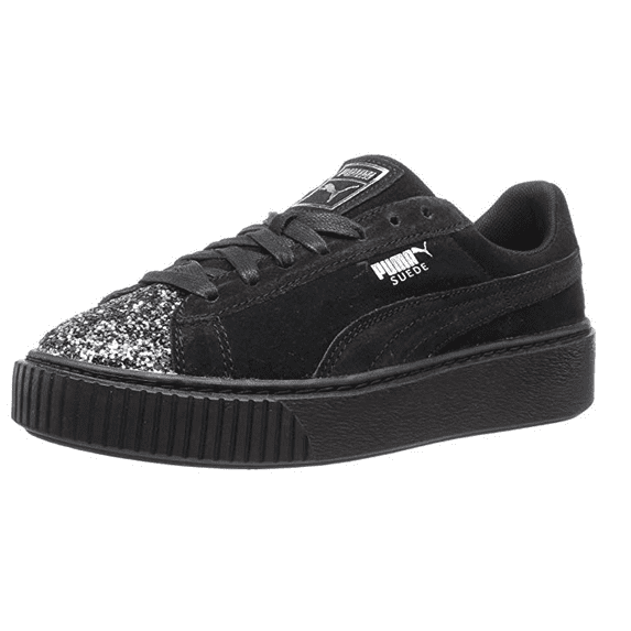 PUMA Women's Suede Crushed Gem Platform Sneakers, Black / Silver