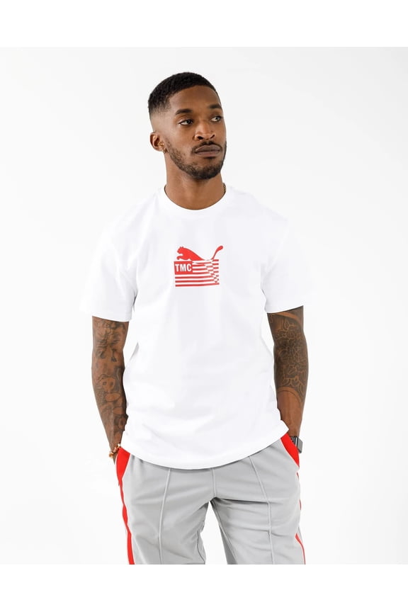 TMC Hustle Tee Puma White-High Risk Red 535025-02 Men's Size XXL Standard Fit