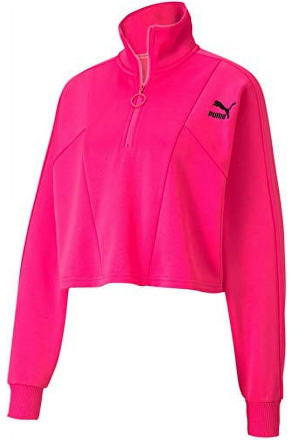 Tailored For Sport Cropped 1/2 Zip Womens Jackets Size L, Color: Fluo Pink