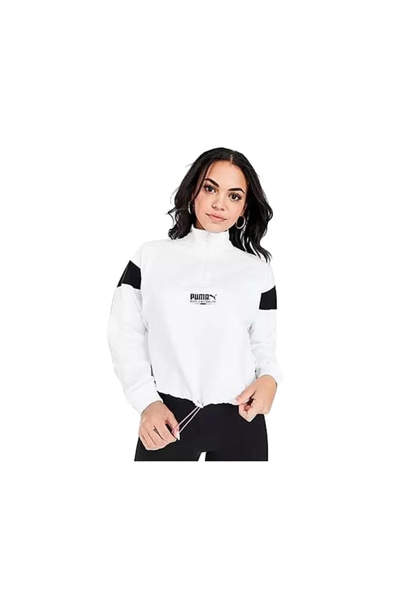 Tailored For Sport Half-Zip Womens Active Sweaters Size M, Color: White/Black