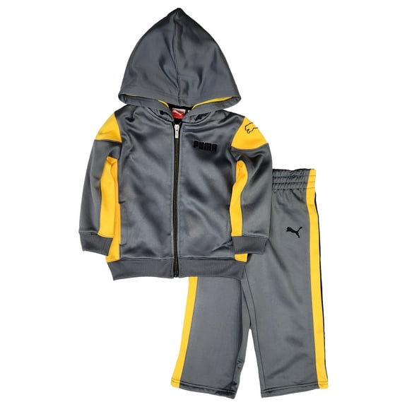 Puma Toddler Boys Gray & Yellow 2pc Athletic Outfit Pants & Hoodie Set 3T
