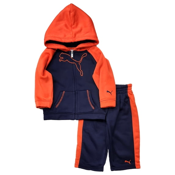 Puma Infant Boys Red & Navy 2pc Athletic Outfit Hoodie & Sweat Pants Set 18m