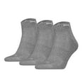 thumbnail image 1 of Puma Unisex 3-Pack Cushioned Quarter Socks, Logo, Solid Colour Grey 43-46 (9-11 Uk), 1 of 3