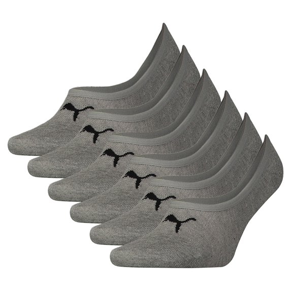 Puma Unisex Socks, Pack Of 6 - Footie, Unicolored Grey Eur 39-42 (Uk 6-8)