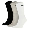 thumbnail image 1 of Puma Unisex Sports Socks, 3 Pairs - Tennis Socks, Crew Socks, Plain Black/White/Grey 43-46, 1 of 3