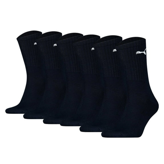 Puma Unisex Sports Socks, 6 Pairs - Tennis Socks, Crew Socks, Plain Blue 39-42