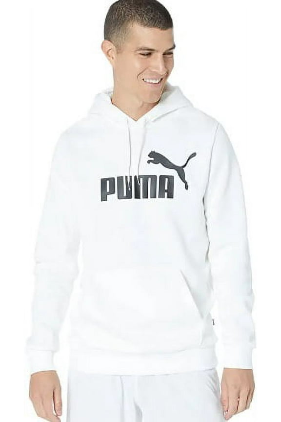 WHITE Essentials Big Logo Fleece Hoodie, US Large