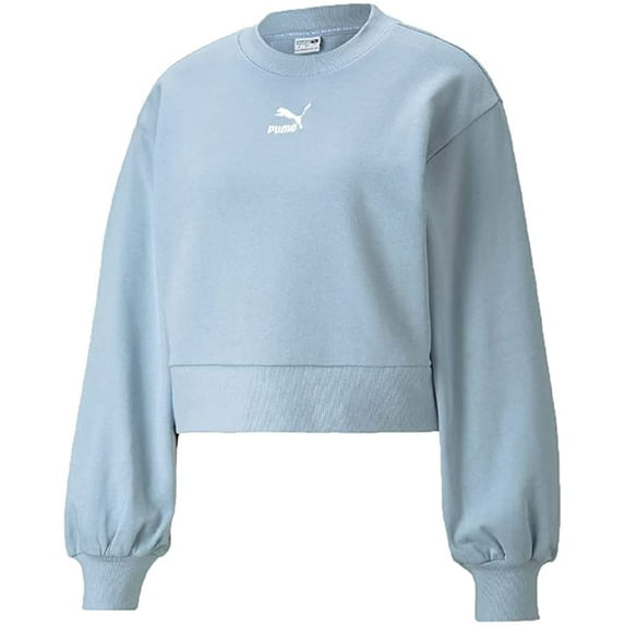 PUMA Classic Puff Sleeve Crew Womens Sweatshirt Blue Fog Medium Blue Fog