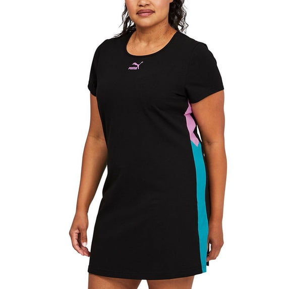 Puma Women's Colorblocked Round Neck Mini Dress Black Size 1X