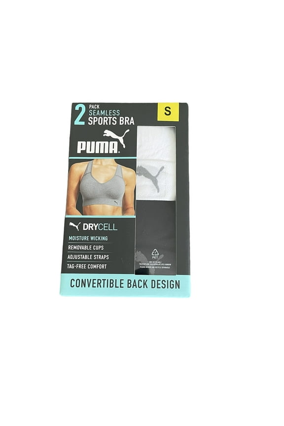 Women's Convertible Seamless Sports Bra 2 Pack, Black/White Small