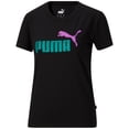 thumbnail image 1 of Puma Women's Essentials Logo Tee, Puma Black/Deep Aqua, Extra Small, 1 of 4