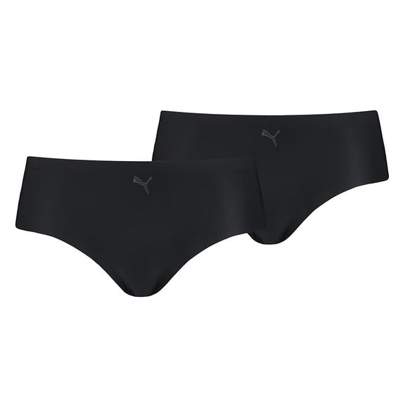 Puma Women's Hipster, 2-Pack - Underpants, Seamless, Microfibre, Uni Black M (Medium)