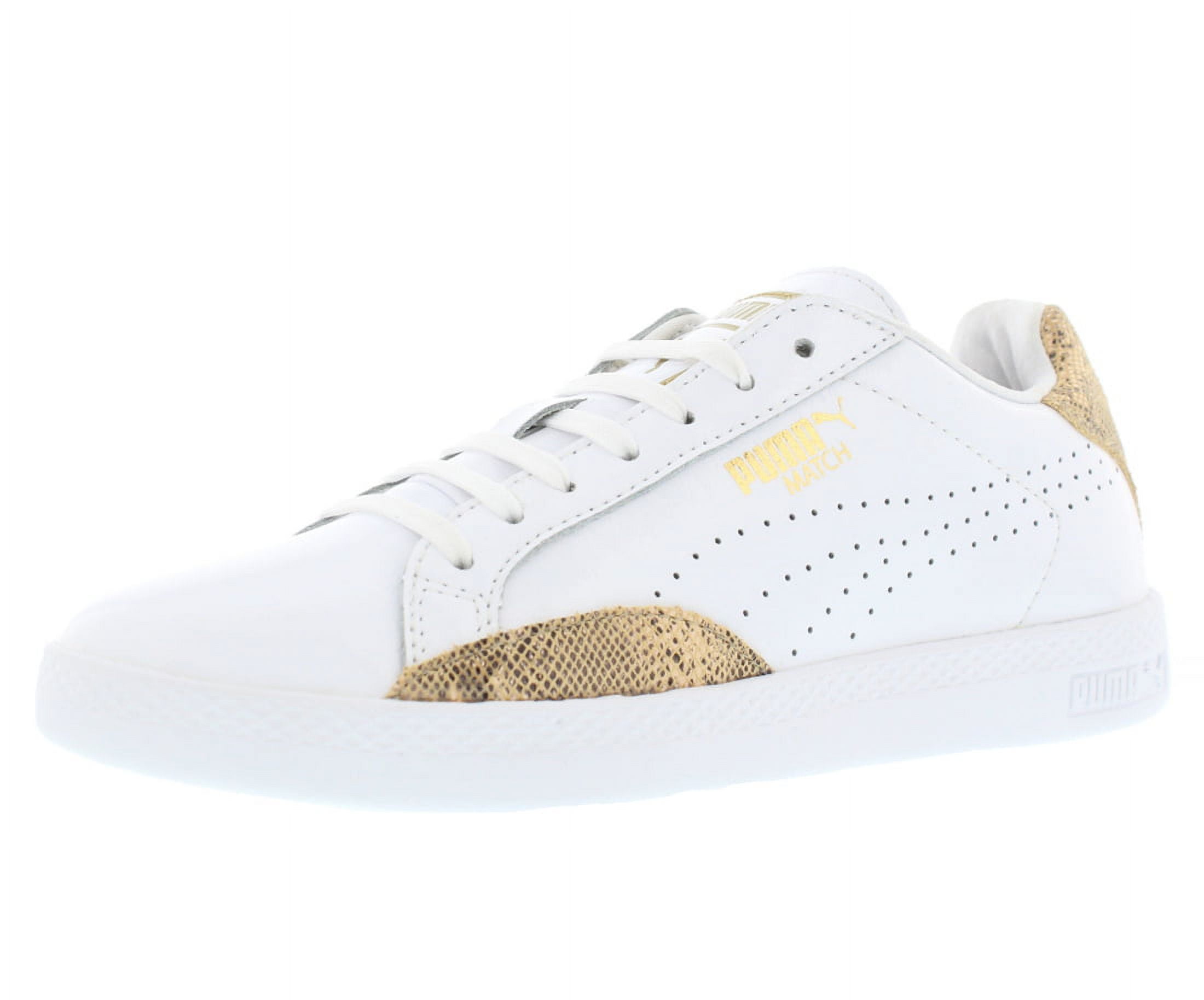 puma gold and white sneakers