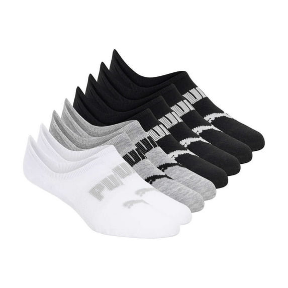 Puma Women's No Show Non-Slip Liner Socks Size: 5-9.5, Color: Black/Gray/White