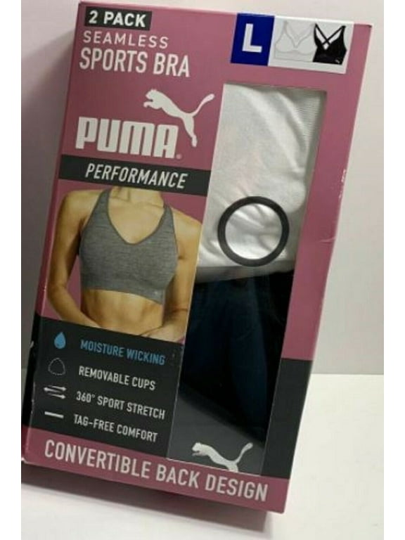 Women's Sports Bra 2 Pack Seamless Removable Cups Size: XL, Color: Black/White