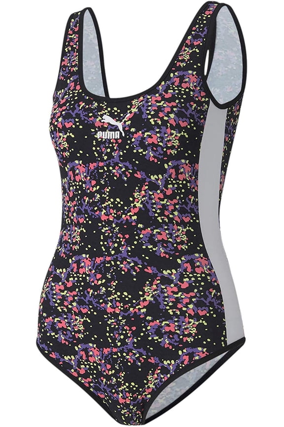 Womens All Over Print Bodysuits,Black-Multi Aop,XS