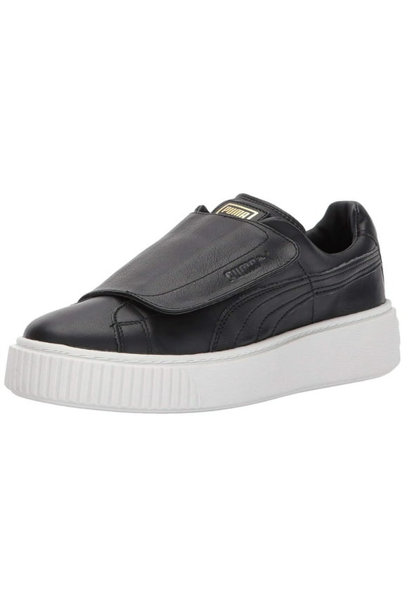 Womens Basket Platform Strap Leather Low Top Pull On Fashion Sneakers