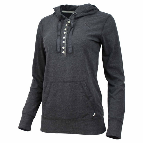 Puma Womens Sport Lifestyle Heritage Lightweight Cotton Hoodie (Dark Gray Heather, Medium)