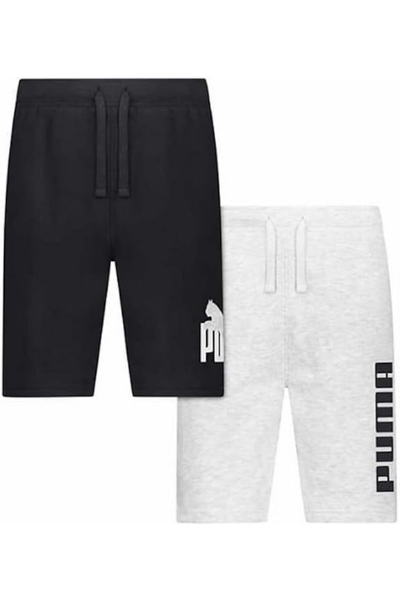 Youth Boy's 2 Pack Active Performance All Day Comfort Shorts (US, Alpha, Medium, Regular, Light Grey/Black)