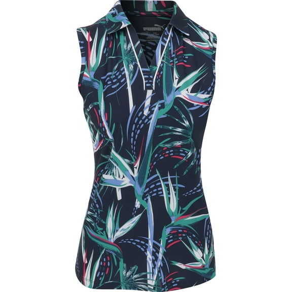 Puma Youth Girls Paradise Sleeveless Deep Navy/White Glow Shirt Junior M