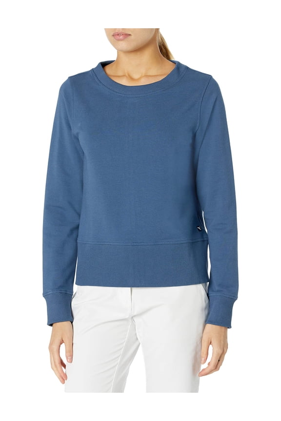 Zip Fleece Dark Denim Sweater Women L