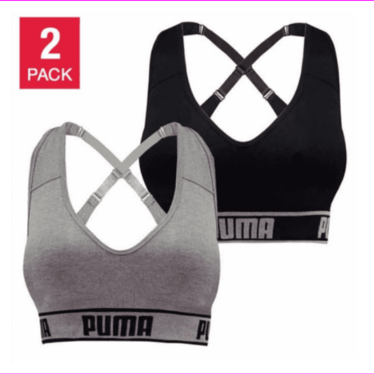 Under Armour NWT Puma Seamless Sports Bra Grey Black 2 Pack
