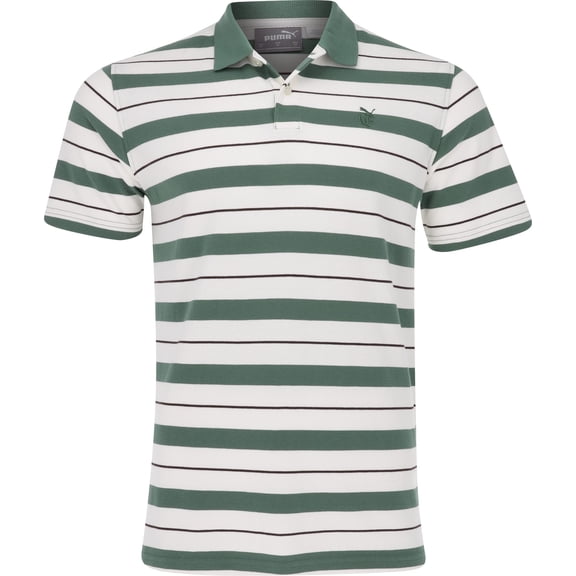 Puma x Quiet Golf Sunday Stripe Warm White Deep Forest Shirt Men L