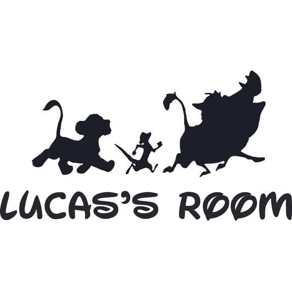 Pumbaa Timon Simba Lion King Character Customized Wall Decal - Custom Vinyl Wall Art - Personalized Name - Baby Girls Boys Kids Bedroom Wall Decal Room Decor Wall Stickers Decoration Size (12x20 inch)