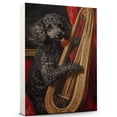 thumbnail image 1 of Pumi Cute Dog Harp Stretched Canvas Size 8x12 – Retro Pumi Dog Batter in Action With Harp for Themed Living Room, 1 of 5
