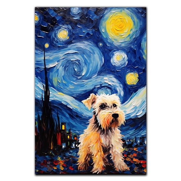 Pumi Dog Starry Night Van Gogh Wall Art Canvas for Living Room Oil Painting Artwork Landscape Canvas Artwok for Living Room Bedroom Home Decorations Wall Decor Large