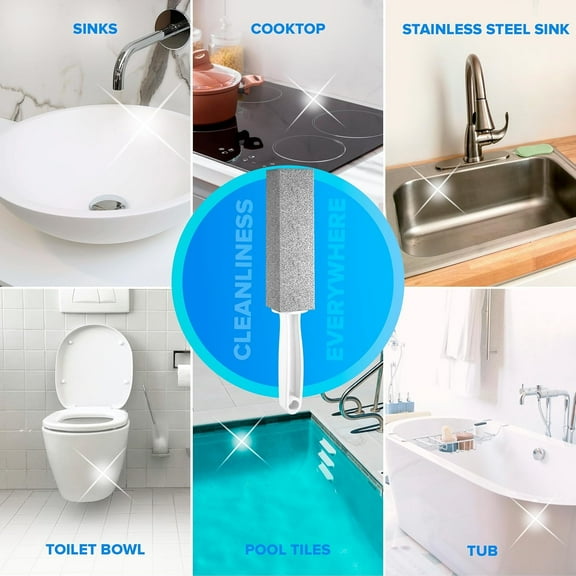 Pumice Cleaning Stone with Handle Toilet Bowl Cleaner Hard Water Ring Remover for Bath/Pool/Kitchen/Household Cleaning