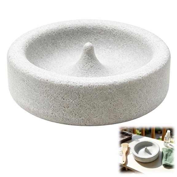 Pumice Stone Bird Feeder Dish – Beak Conditioning Bowl with Flip-Resistant Base, 3.9x1.77in for Cockatiel, Conure, Parakeet, Finch