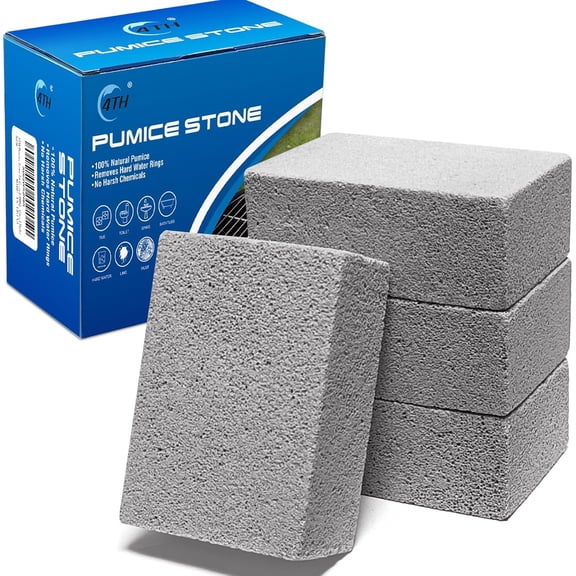Pumice Stone for Grill Cleaning,Heavy Duty Cleaning Brick,Easy to Remove Stubborn Stain for Griddle/Swimming Pool/BBQ Outdoor/Toilet Bowl/Stove - Grey,4 Packs