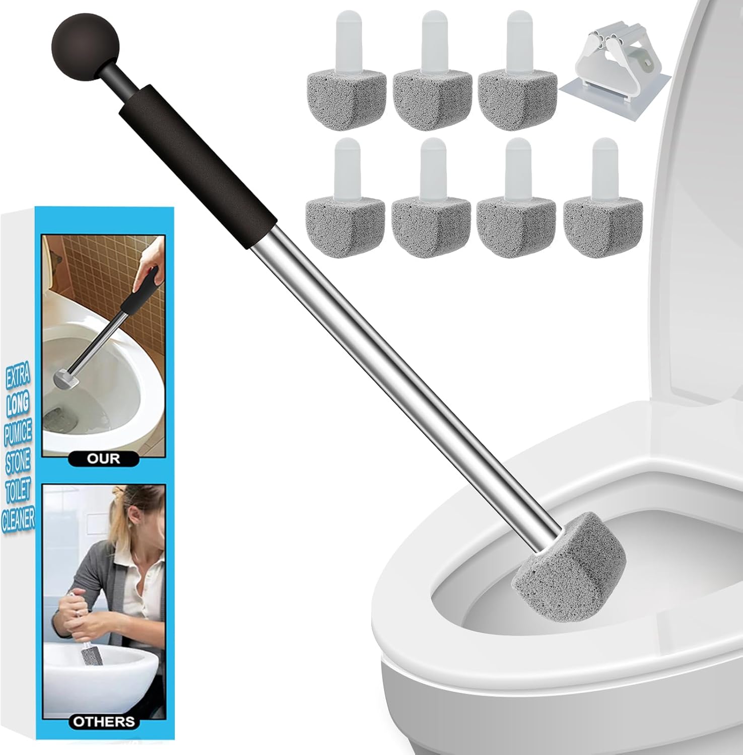 Pumice Stone Toilet Bowl Cleaner Deep Cleaning Bathroom Brush With Long Pumice Stone Toilet Bowl Cleaner Deep Cleaning Bathroom Brush With Long