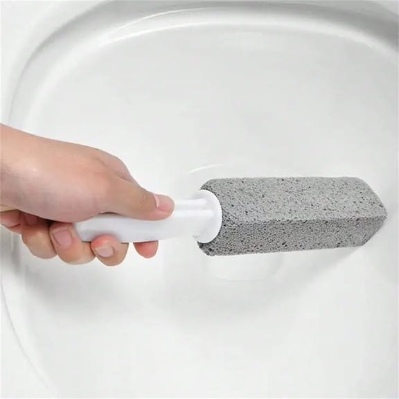 Pumice Stone Toilet Bowl Cleaner with Long Handle for Stains Removal, Hard Water Rings, Limescale, Calcium Deposits, Grout Cleaning for Bathroom, Pool, Sinks, Tiles, Porcelain Surfaces