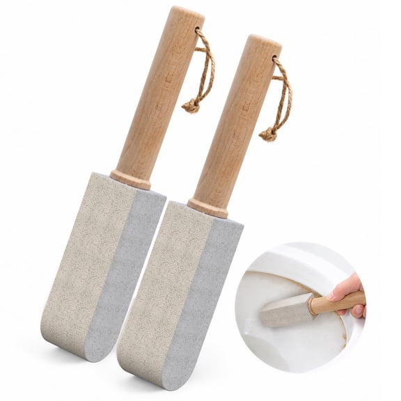 Pumice Stone Toilet Bowl Cleaner, Scouring Stick for Removing Hard Water Rings, Calcium Buildup and Rust Stains, Safe for Porcelain and Ceramic Tiles, 2 Pack