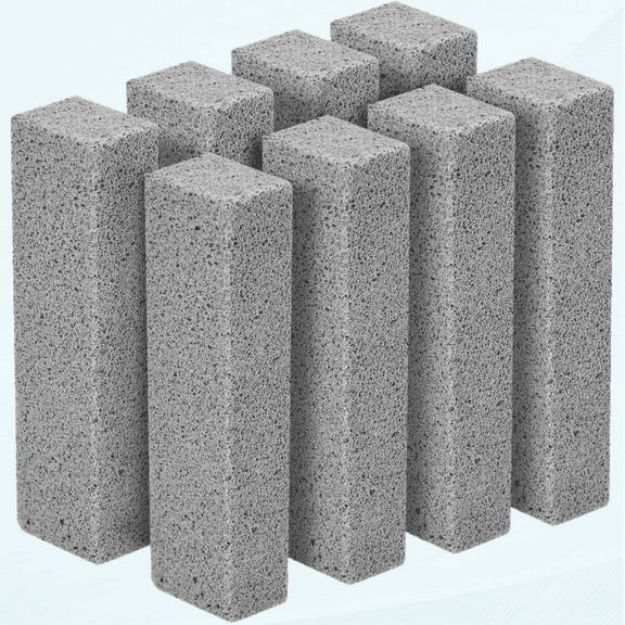 Pumice Stone for Toilet Bowl Cleaning, Remove Hard Water Rings, Limescale Stains, Calcium Buildup, Iron and Rust, Pumice Stick for Bathtubs, Pool Shower Tiles, Kitchen, Household, 8 Count