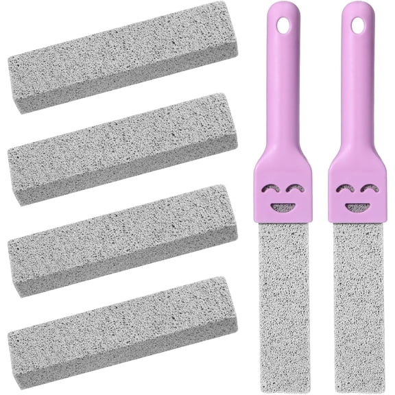 Pumice Stone Toilet Cleaner, Cleaning Stone Toilet with Pink Handles, Cleaning Stone Toilet for Toilets, Ovens, Pools, Grills and Bathtubs, Pack of 4