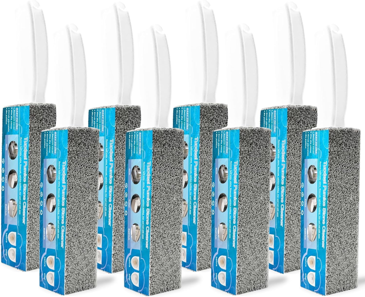Pumice Stone Toilet Cleaning Kit 8 Pack with Handle, Scouring Stick