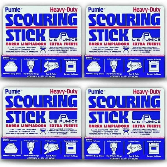 Pumie U.S. Pumice Scouring Stick, Heavy Duty Extra Strong Cleaning Bar, 4 Pack