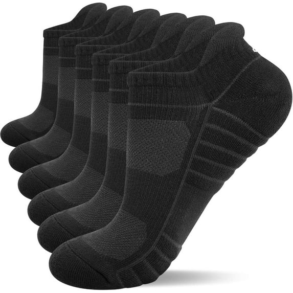 Pumier Athletic Running Ankle Socks, Low Cut Cushioned Anti-Blister Tab Sports Socks Men Women 6Pairs